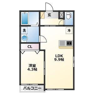 GRAN PREMIERE一本杉(1LDK/2階)の間取り写真
