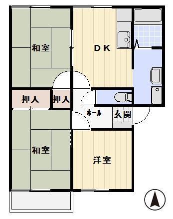 フレグランスNANA(3DK/1階)の間取り写真