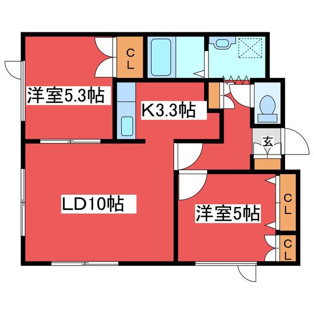 ひだまりと若葉のステラ(2LDK/2階)の間取り写真