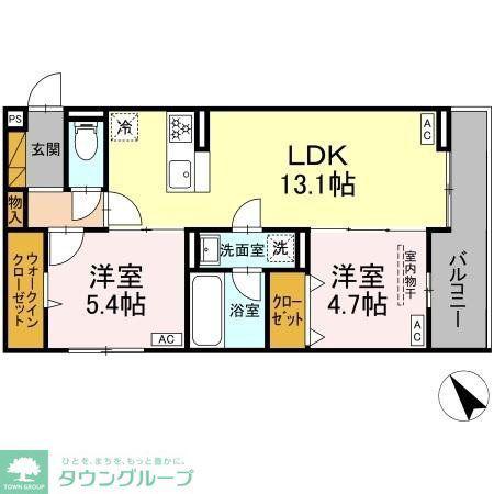 D-ガルデニア(2LDK/3階)の間取り写真