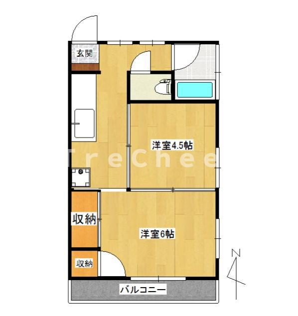橋本ハウス(2K/2階)の間取り写真