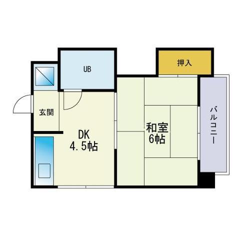 博多パールコーポ(1K/5階)の間取り写真