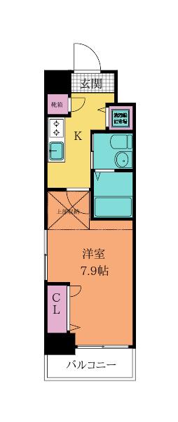 NO.65 CROSSING TOWER(1K/8階)の間取り写真