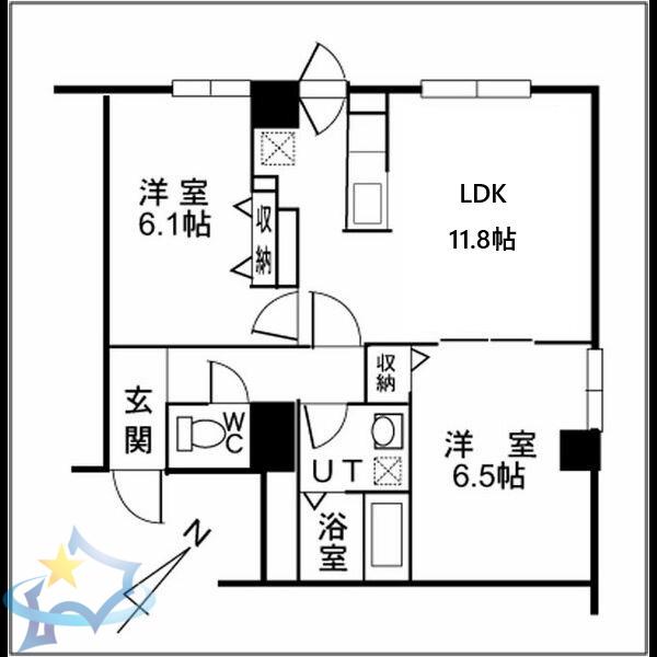サイレンス八軒アネックス(2LDK/3階)の間取り写真