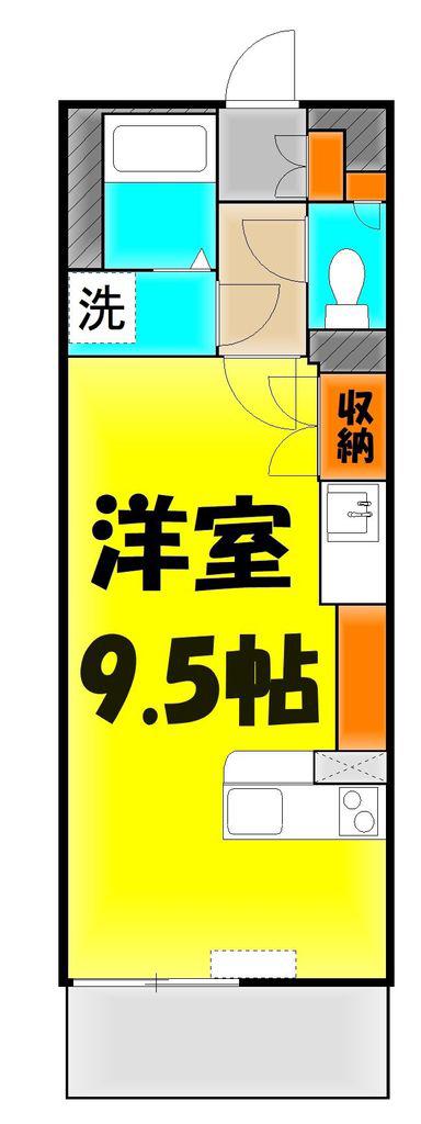 ルッシェロ(ワンルーム/4階)の間取り写真