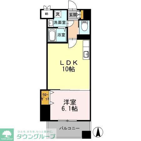 カスタリア志賀本通(1LDK/4階)の間取り写真