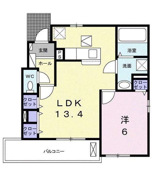 エスペランサ天草 A(1LDK/1階)の間取り写真