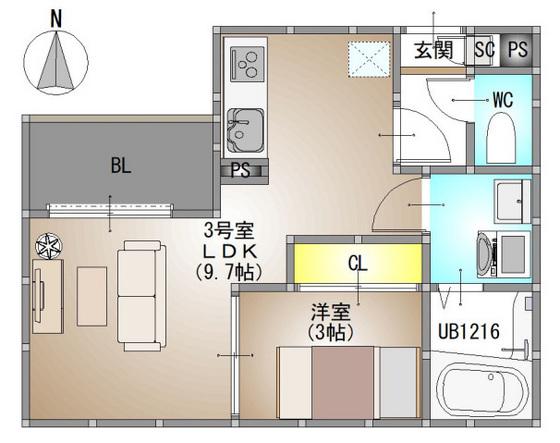 REGALEST 伊島I(1LDK/3階)の間取り写真