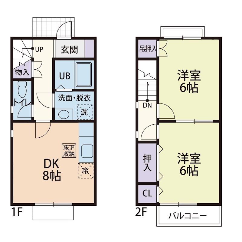DUPLEX BLOOM B(2DK/1階)の間取り写真