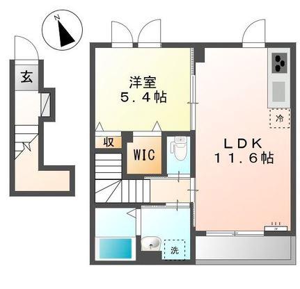 パイン メルヴェージュ(1LDK/2階)の間取り写真