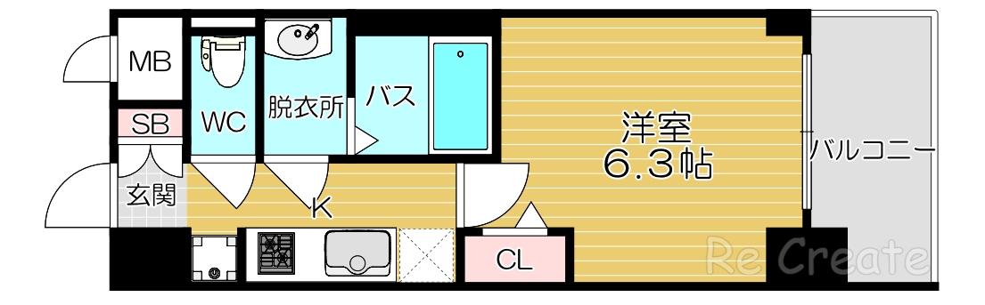 プレサンス谷町九丁目ディセオ(1K/10階)の間取り写真