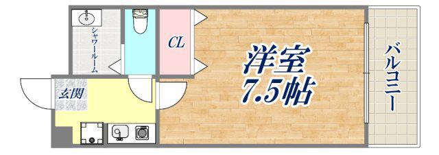 サンパレス21六甲Ⅱ(1K/1階)の間取り写真