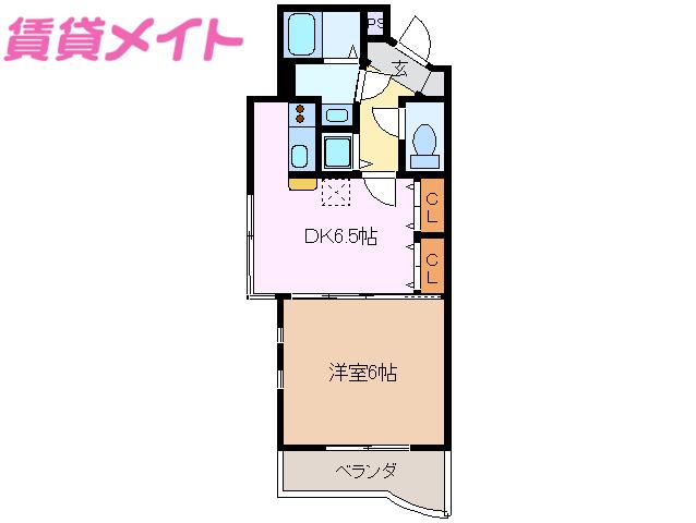 サンライズK.M(1DK/1階)の間取り写真
