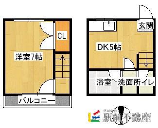 テラスハウス梅尾(1DK/1階)の間取り写真