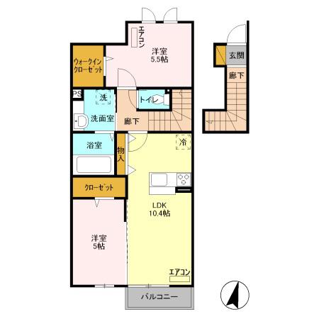 サンモール(2LDK/2階)の間取り写真