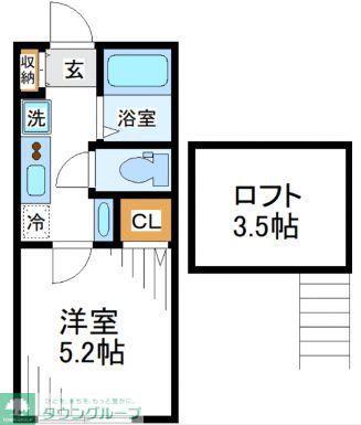 クレストコート上永谷(1K/2階)の間取り写真