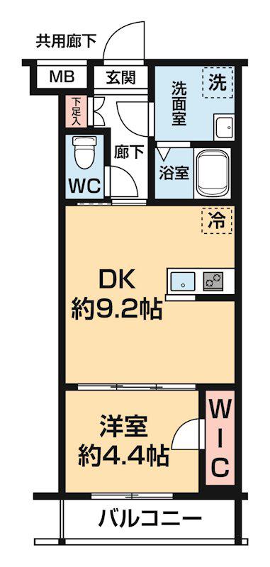 ARCOBALENO SHIMURASAKAUE(1DK/2階)の間取り写真