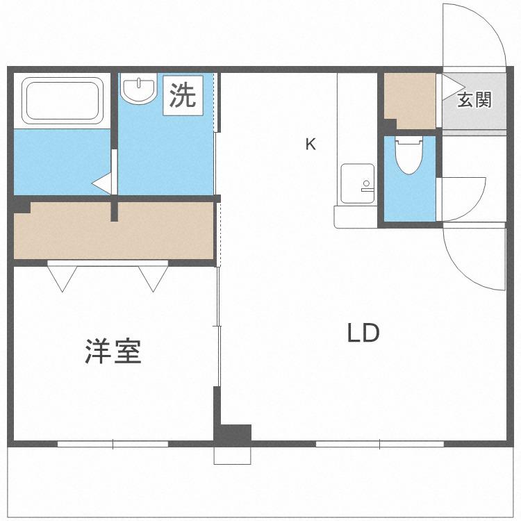 カレラ平岸(1LDK/4階)の間取り写真