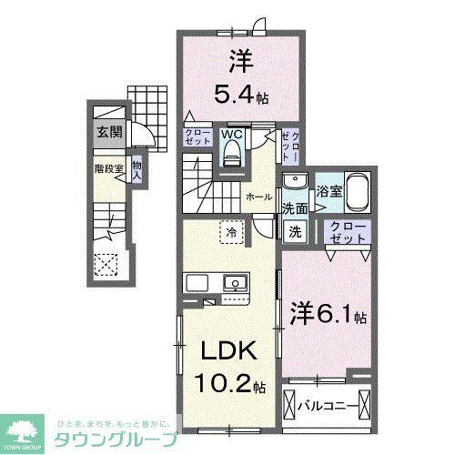 HI-ROSETTA D(2LDK/2階)の間取り写真