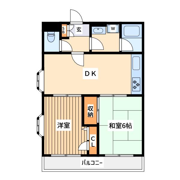 クリオ二俣川五番館(2LDK/1階)の間取り写真
