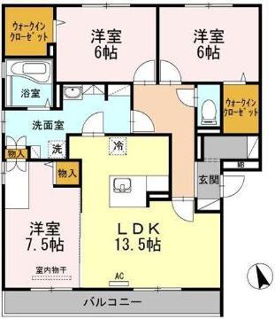 メゾン ソレイユ B棟(3LDK/3階)の間取り写真