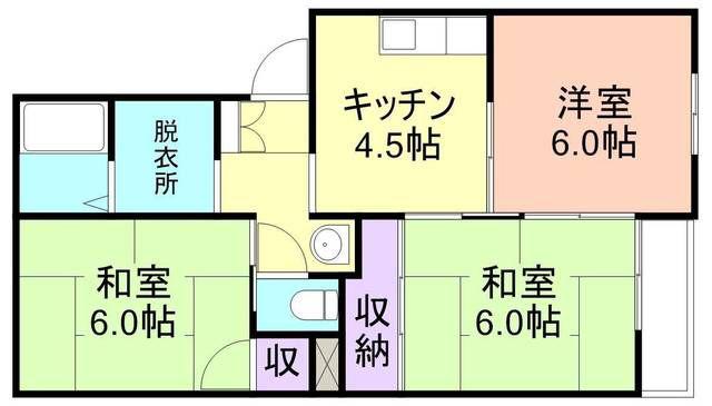 オリーブハイツ太田I(3K/2階)の間取り写真