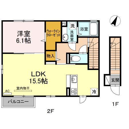 エスペランサA(1LDK/2階)の間取り写真