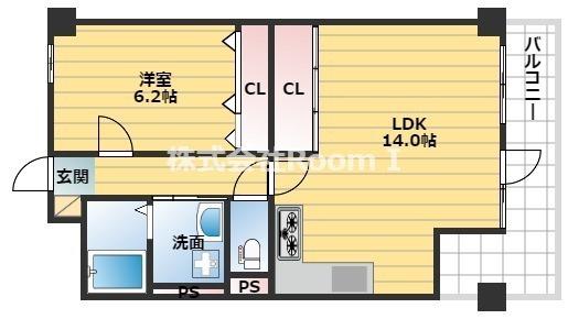 クレアトール岸本(1LDK/10階)の間取り写真