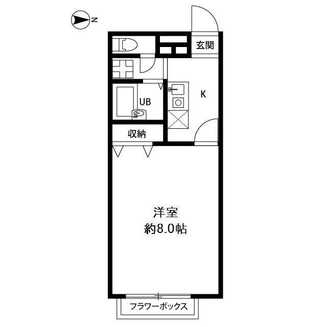 アムール YUGI(1K/2階)の間取り写真