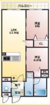WSレジデンス(2LDK/2階)の間取り写真