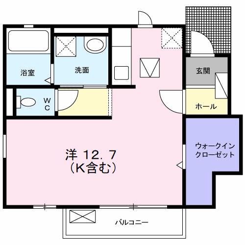 ハーモニーガーデン小文字II(ワンルーム/1階)の間取り写真