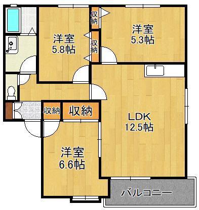 アネシス高尾台C棟(3LDK/2階)の間取り写真