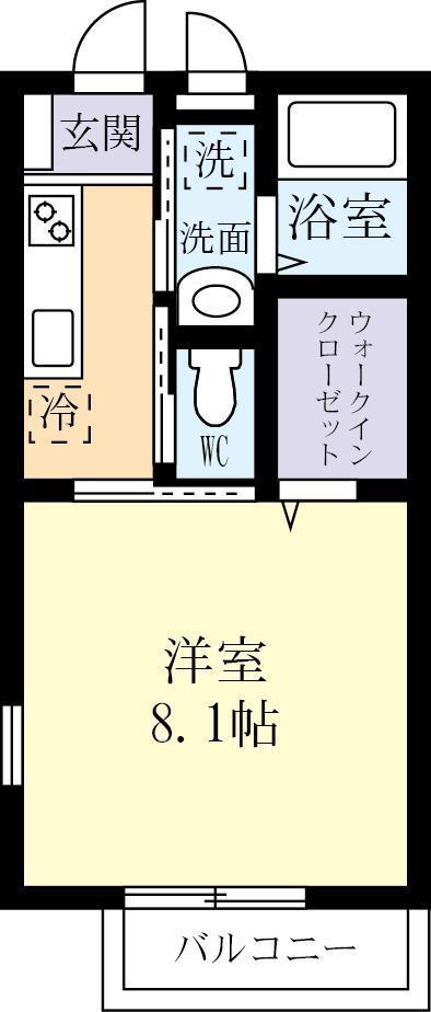 グラードA(1K/1階)の間取り写真