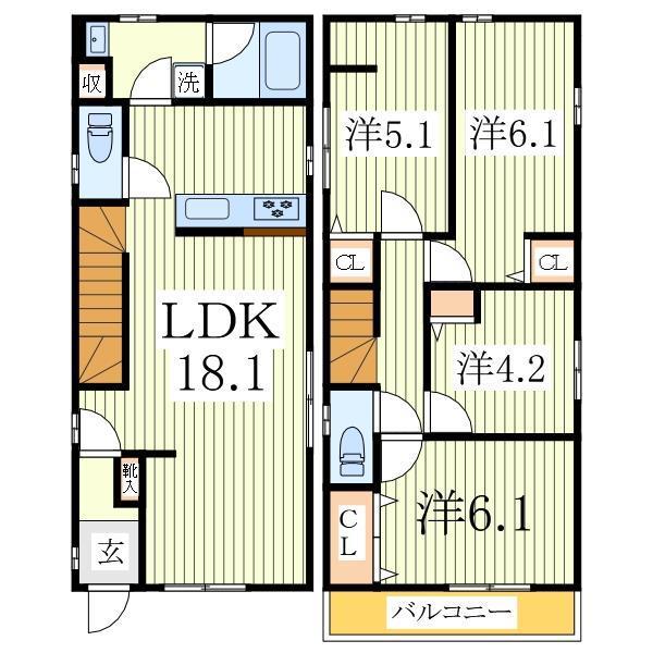 KOLET江戸川台04(4LDK/1階)の間取り写真