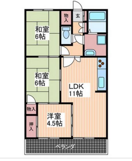シャルム肥後(3LDK/2階)の間取り写真
