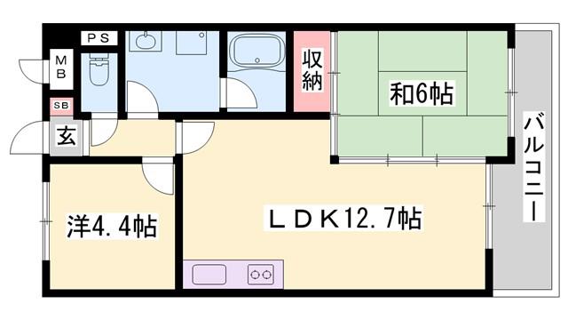 セントポーリアI(2LDK/2階)の間取り写真