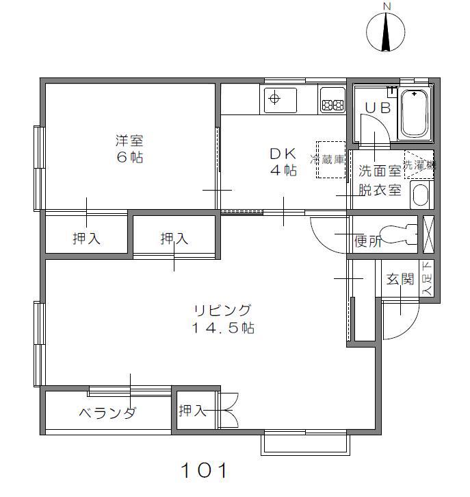 APARTMENT HOUSE(1LDK/1階)の間取り写真