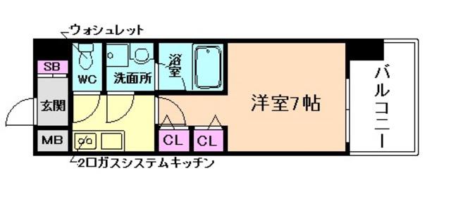 スプランディッド三国セカンド(1K/4階)の間取り写真