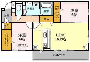 FONTANA B棟(2LDK/2階)の間取り写真