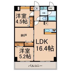 カーサビアンカ黒川(2SLDK/7階)の間取り写真