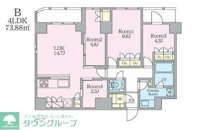 クレストコート東池袋(4LDK/1階)の間取り写真