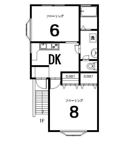 アドルカ(2DK/2階)の間取り写真