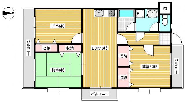 日吉レジデンス(3DK/3階)の間取り写真