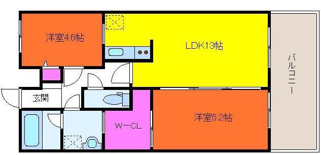 KOKOMO天神尾(2LDK/2階)の間取り写真