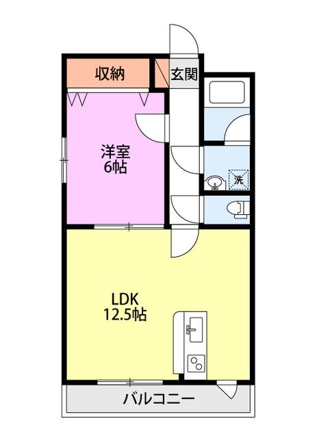 サンローゼ(1LDK/3階)の間取り写真