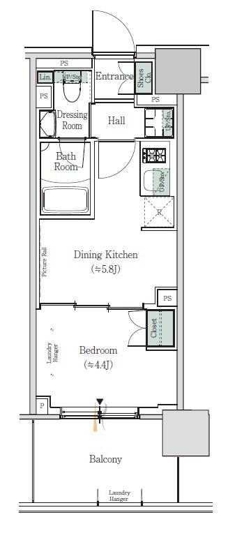 ONE ROOF RESIDENCE NISHI NIPPORI(1DK/12階)の間取り写真