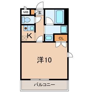 コスミオン(1K/2階)の間取り写真