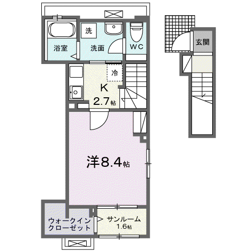 ティグレ(1K/2階)の間取り写真