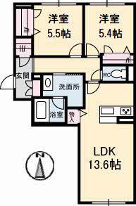 BEREO蔵本元町(2LDK/3階)の間取り写真