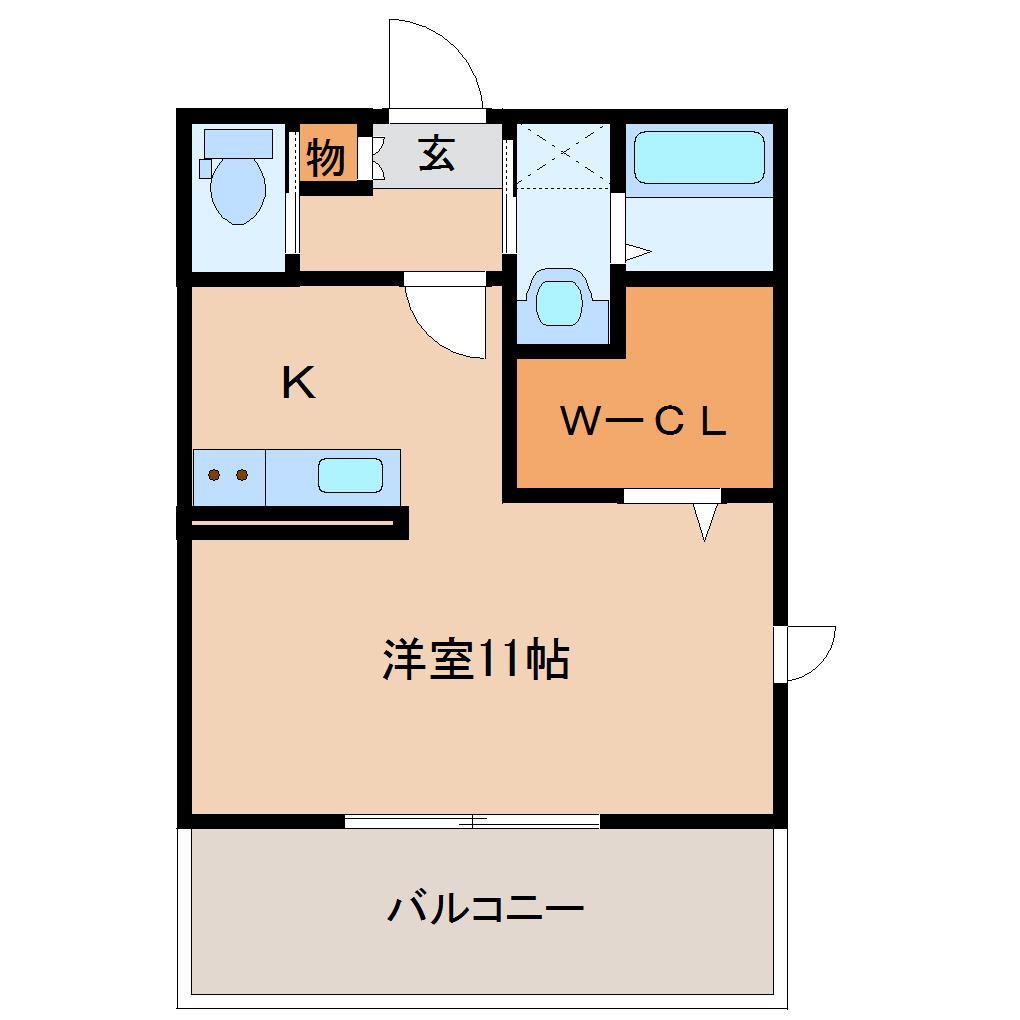 パークプレイス7番館(ワンルーム/1階)の間取り写真